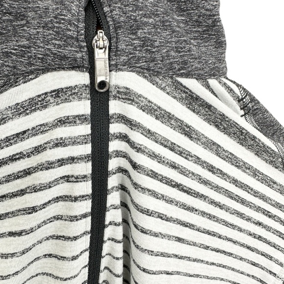 LULULEMON Surge Warm Quarter Zip Shirt Striped Gray - Picture 5 of 7